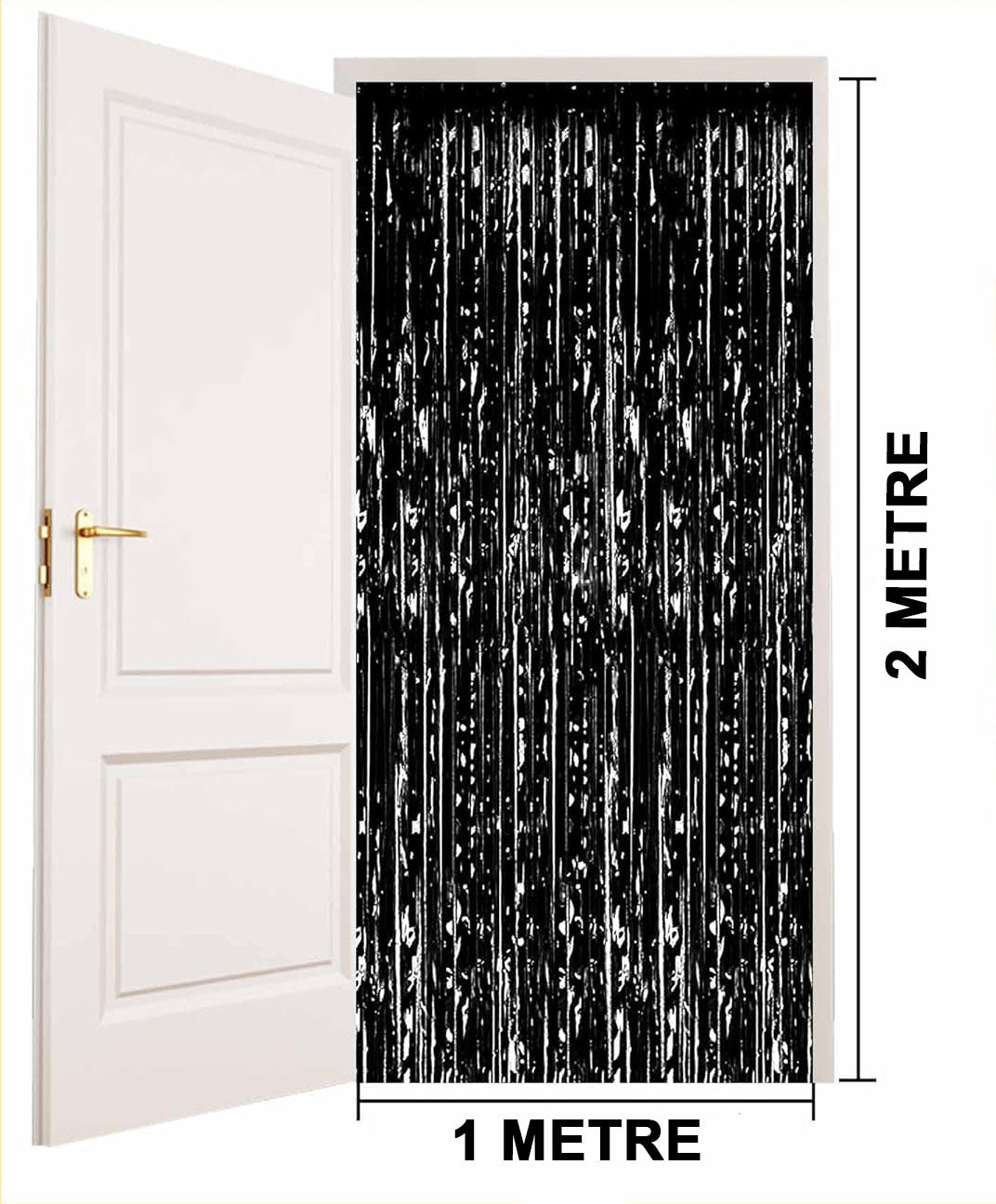 Siyah Ekstra Metalize Parlak Saçaklı Arka Fon Perde