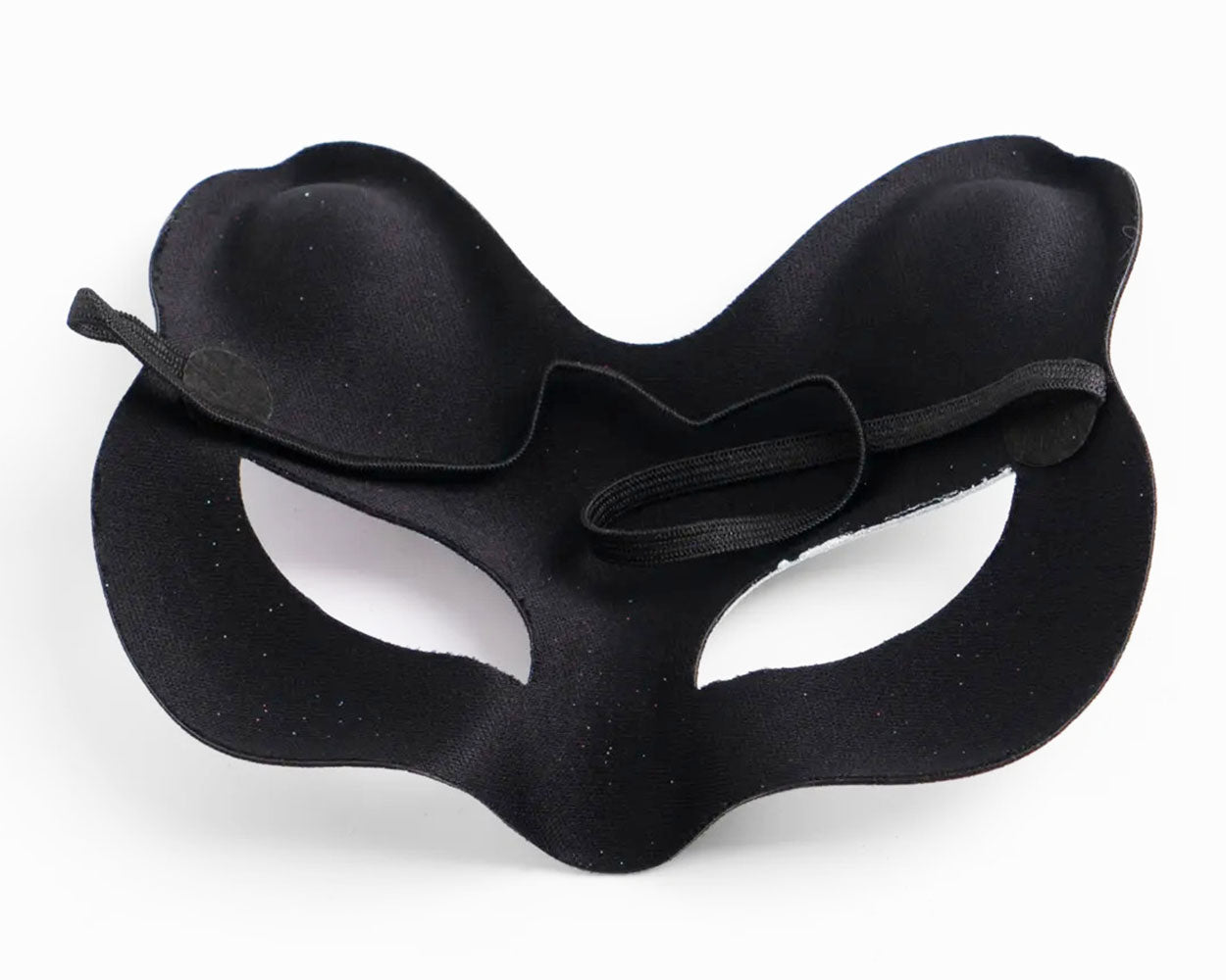 Siyah Süet Mavi Kırmızı Simli Kedi Maskesi