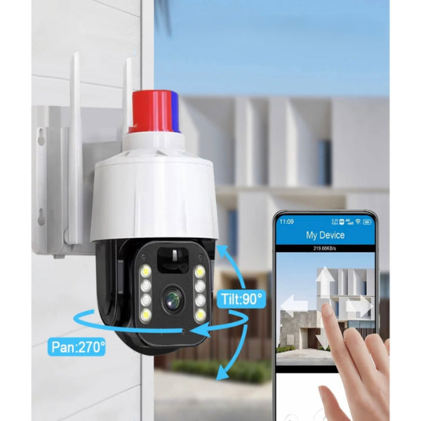 Güneş Enerjili Alarmlı Çakarlı Dış Mekan Güvenlik Kamerası