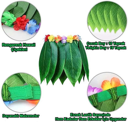 Tropikal Esintili Hawaii Yapraklı Parti Eteği Yetişkin Boy