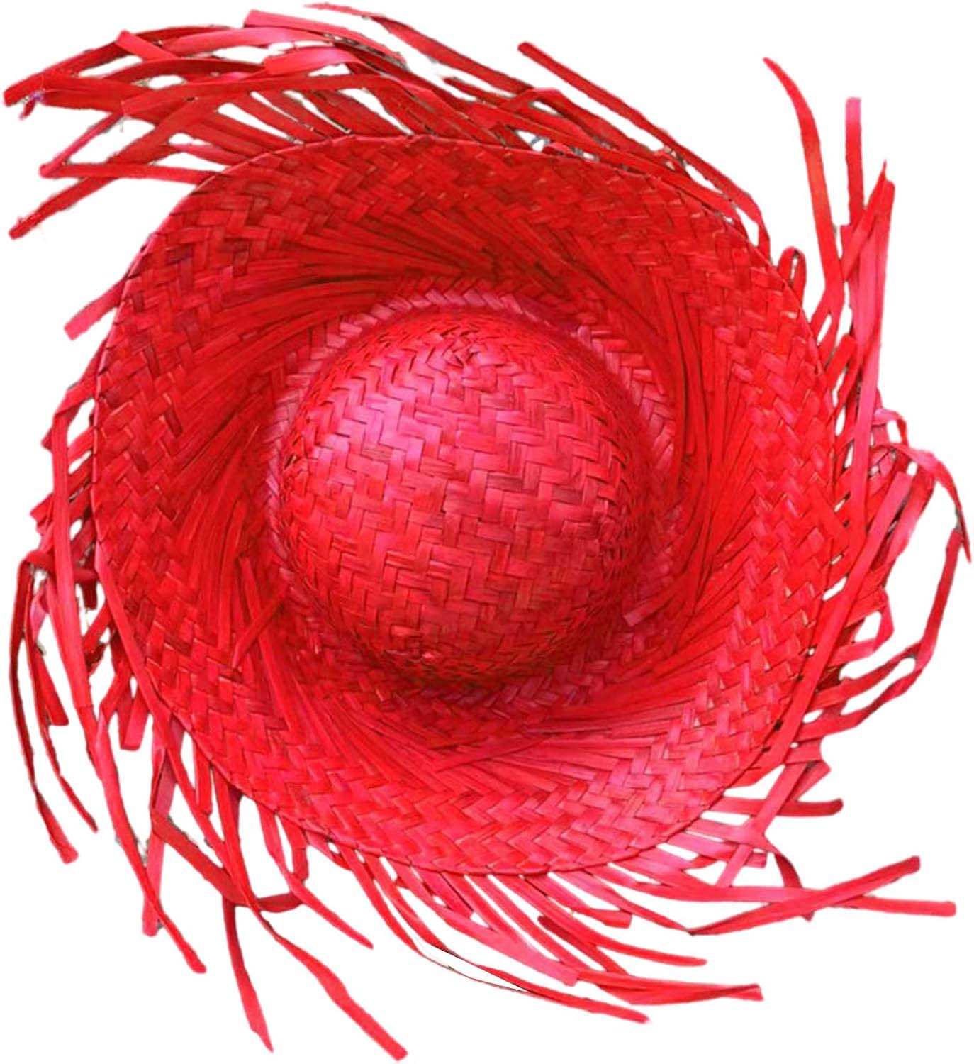 Tropikal Parti Kırmızı Hasır Hawaii Şapkası