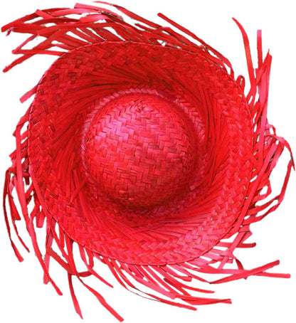 Tropikal Parti Kırmızı Hasır Hawaii Şapkası