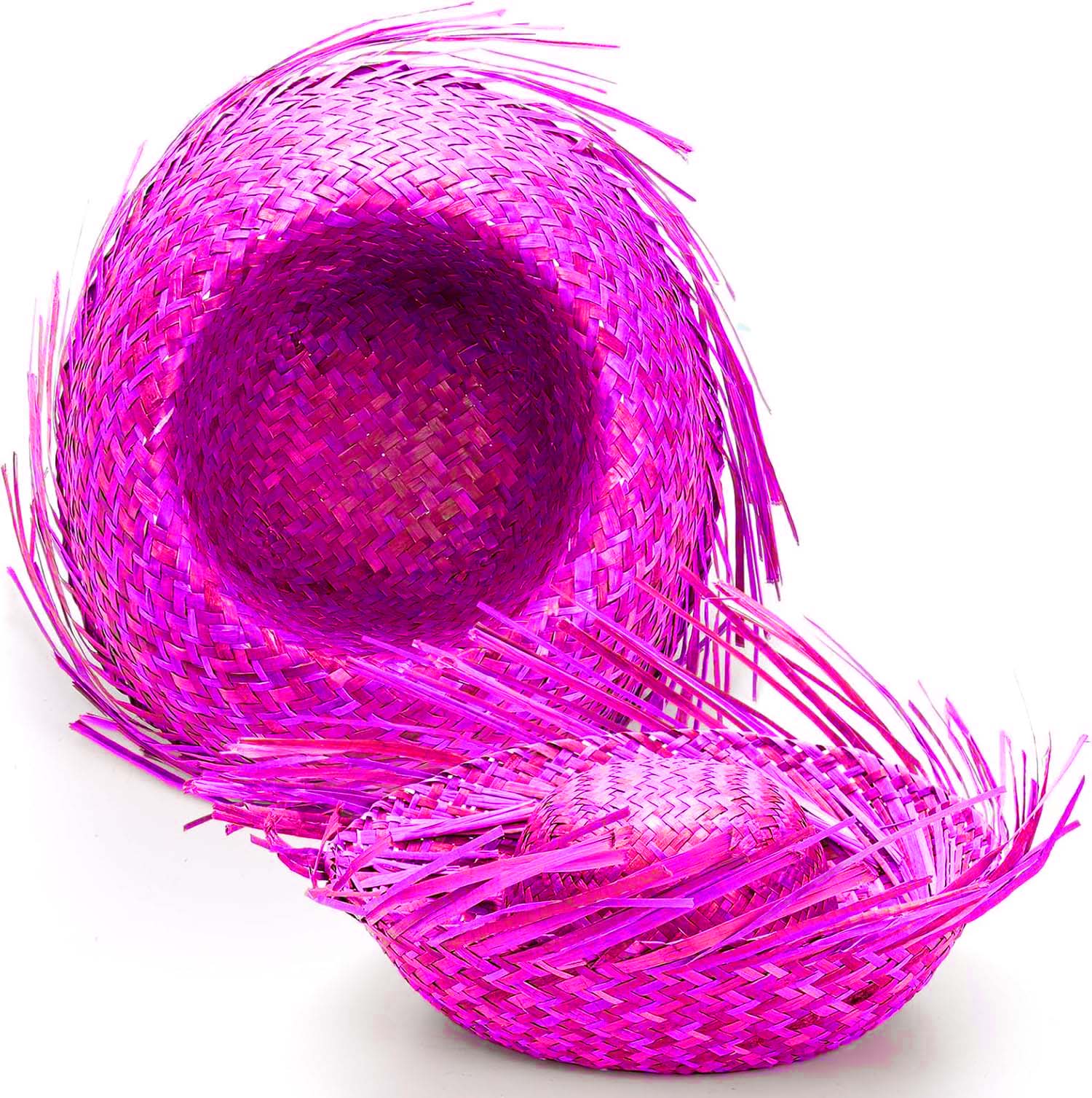 Tropikal Parti Fuşya Hasır Hawaii Şapkası