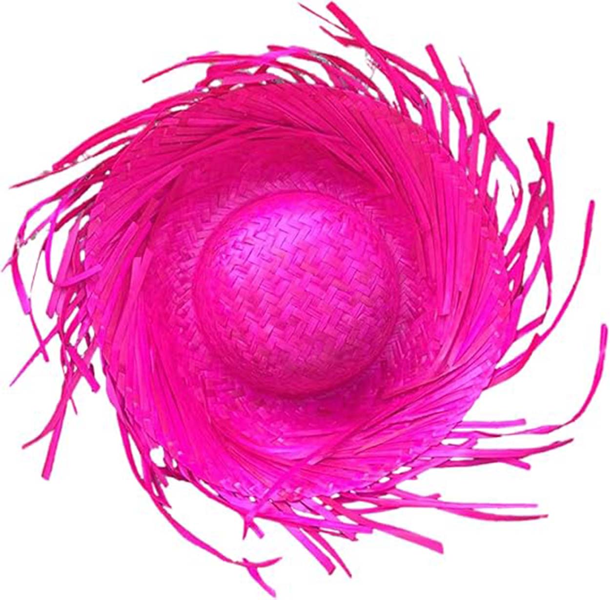 Tropikal Parti Fuşya Hasır Hawaii Şapkası