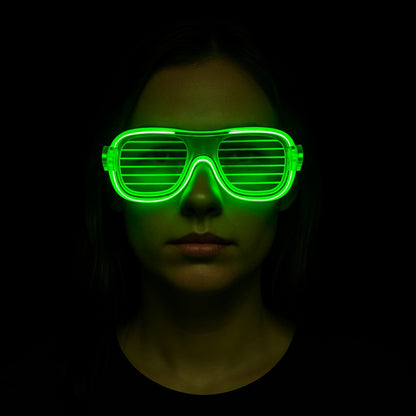 Yeşil LED Işıklı Parti Gözlüğü – Neon 3 Modlu